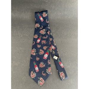 Tabasco and Shrimp Neck Tie 100% Silk Made in USA Gulf Coast Shrimp Boil Party